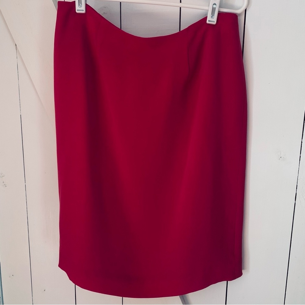 Vintage 100% Silk Skirt 10P Knee Length Mini Midi Skirt Suit - Picture 2 of 8